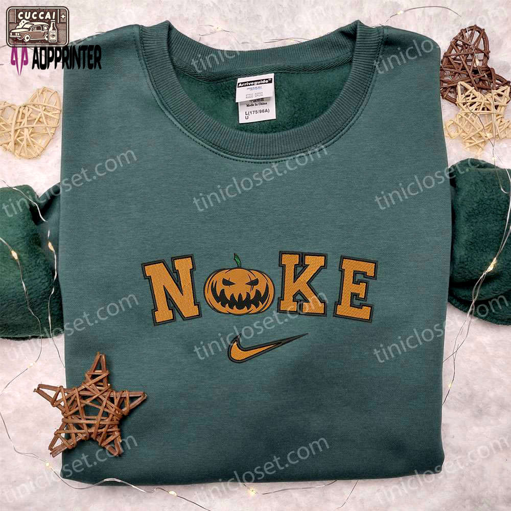 Spooky pumpkin nike hoodie & embroidered t-shirt: amazing halloween apparel Embroidered Shirt