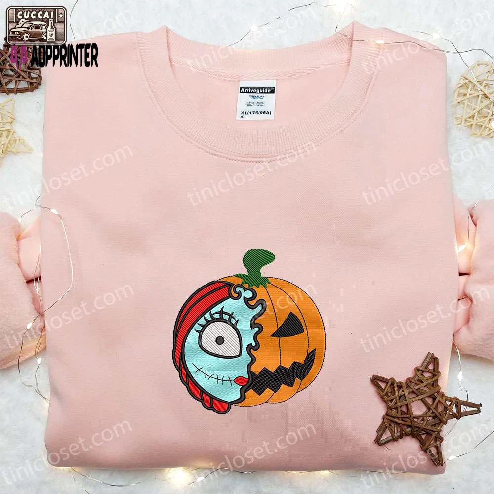 Spooky sally nightmare before christmas embroidered shirt – halloween pumpkin skull cool design Embroidered Shirt