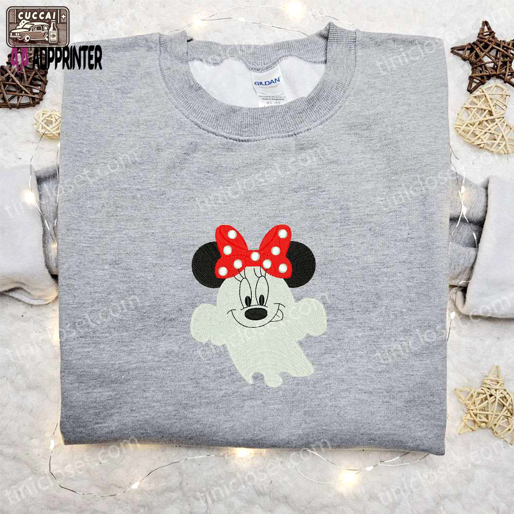 Spooky smiling boo minnie embroidered shirt – best disney halloween gift ideas Embroidered Shirt