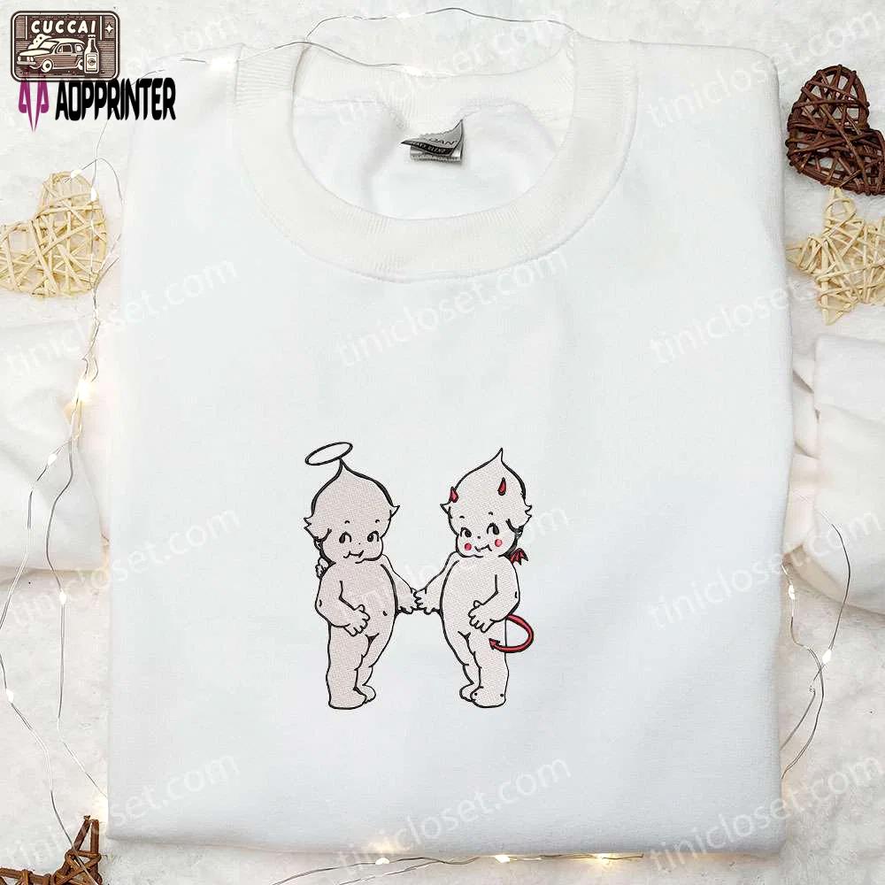 Spooky style: angel and devil embroidered sweatshirt halloween hoodie – best halloween gifts Embroidered Shirt