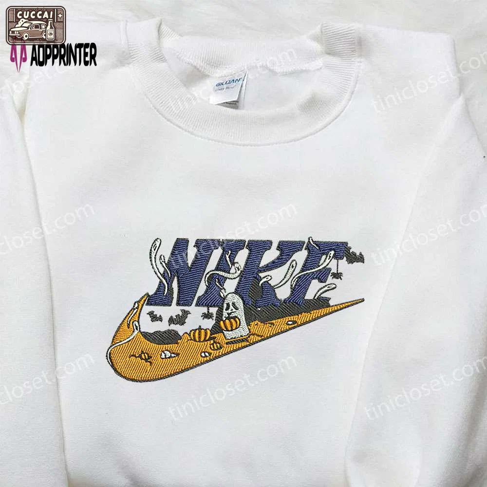 Spooky style: nike x ghost embroidered shirt – halloween customized! Embroidered Shirt