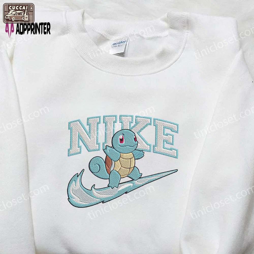 Squirtle x nike embroidered sweatshirt: pokemon & nike inspired shirt Embroidered Shirt