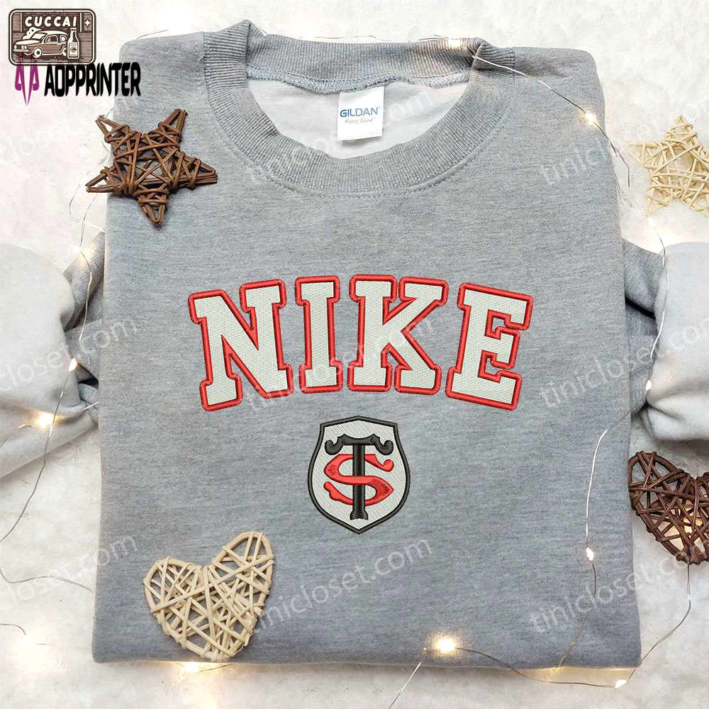 Stade toulousain x nike embroidered sweatshirt – rugby europe sport & nike inspired shirt Embroidered Shirt