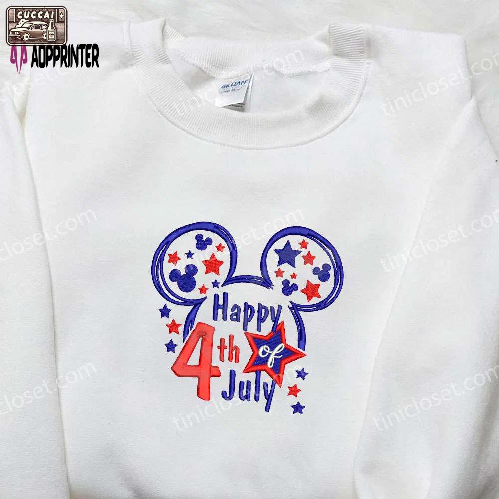 Star mickey mouse happy 4th july embroidered shirt disney patriotic shirts Embroidered Shirt