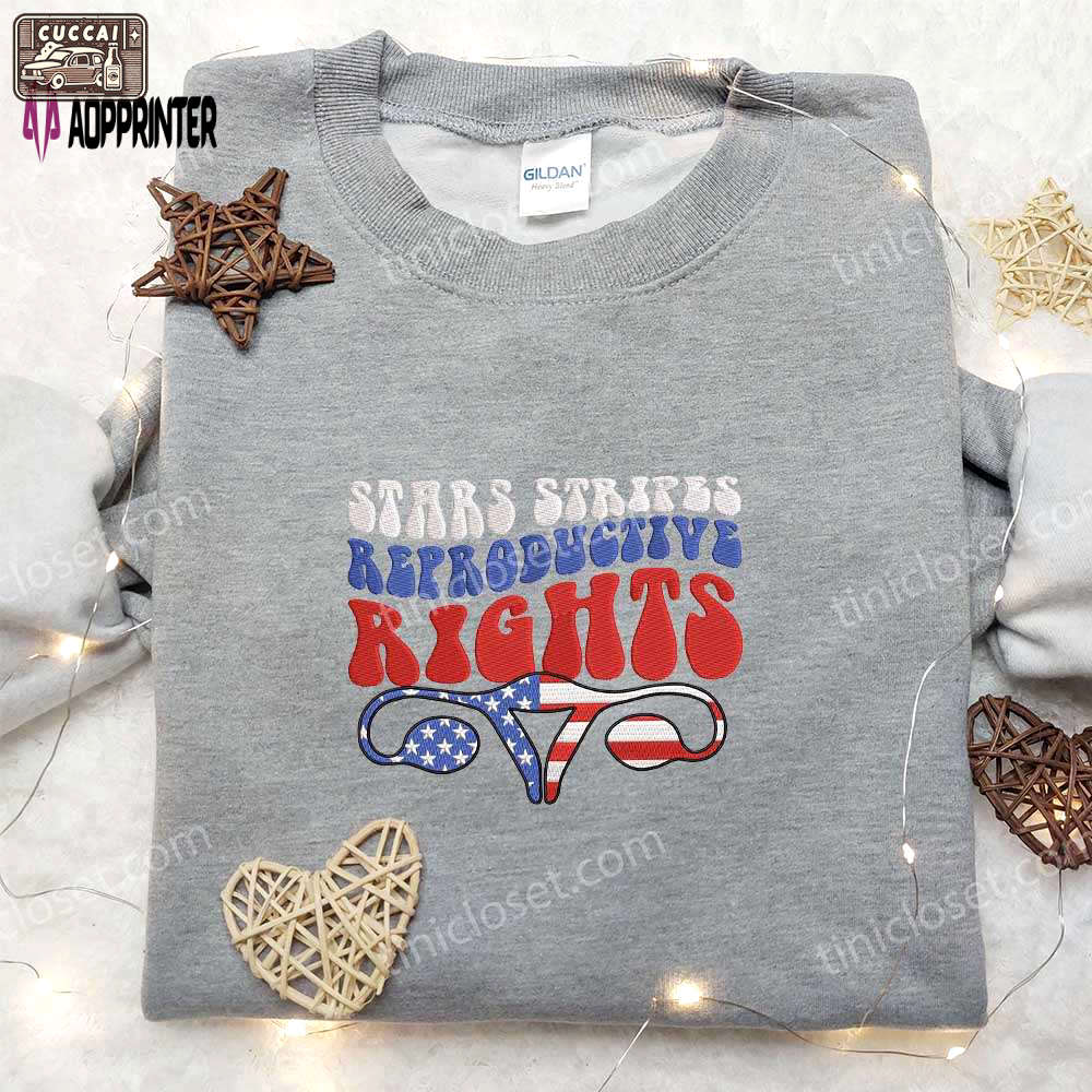 Stars & stripes reproductive rights embroidered shirt – political statement attire Embroidered Shirt