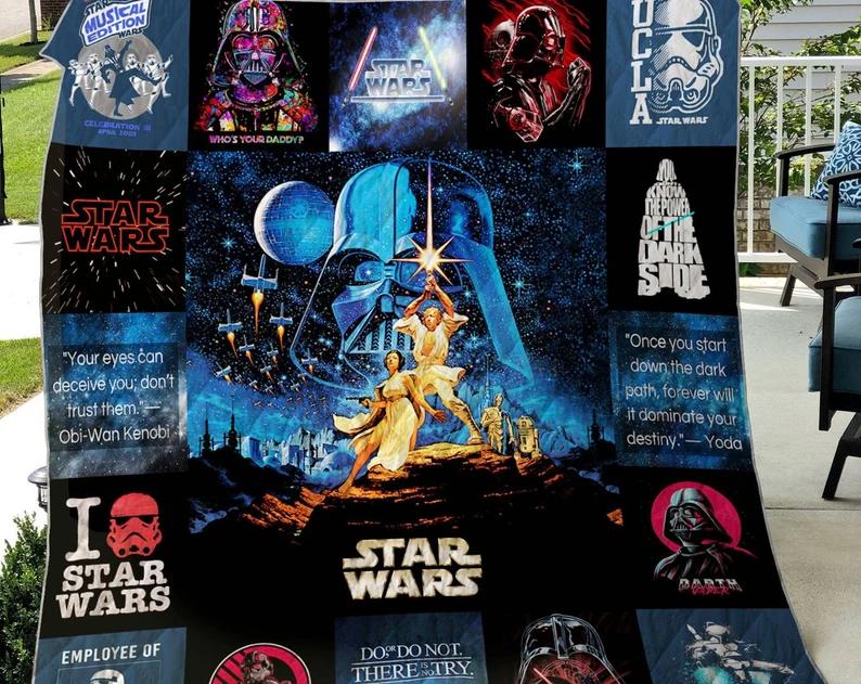 Starwars fleece blanket, darth vader luke skywalker leia , starwars quotes, starwars fan gifts, christmas gifts, birthday gifts Quilt Blanket