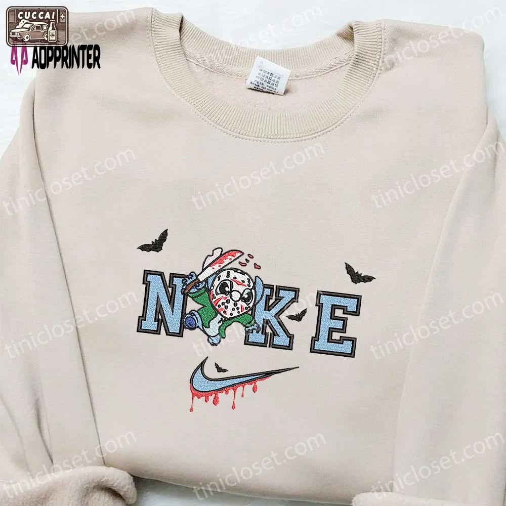 Stitch michael myers x nike movie embroidered shirt: best halloween gift ideas nike inspired limited edition Embroidered Shirt