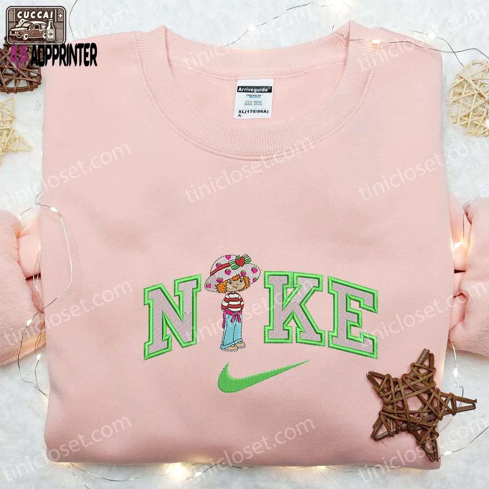 Strawberry shortcake x nike cartoon embroidered sweatshirt: nike inspired hoodie perfect family gift Embroidered Shirt