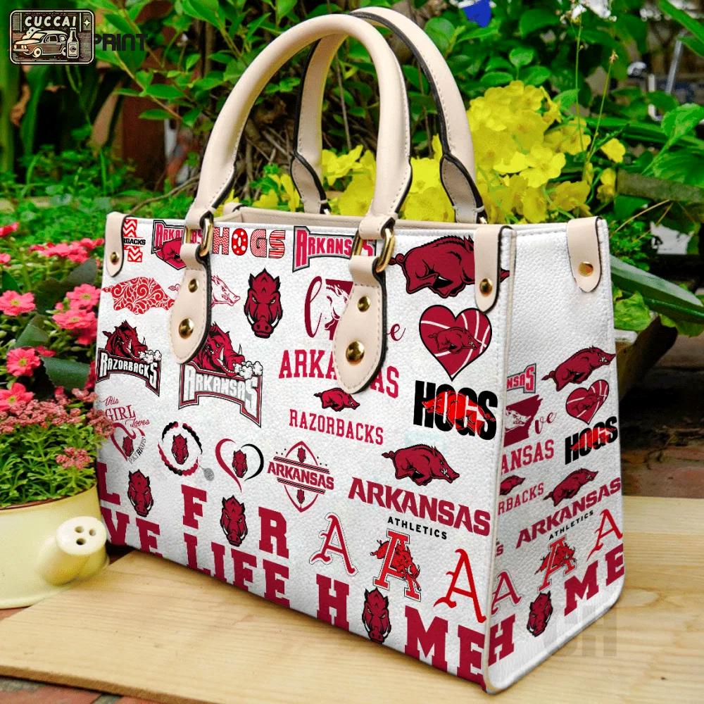 Stylish arkansas razorbacks leather handbag gift women s day ch 3812 Women Leather Hand Bag