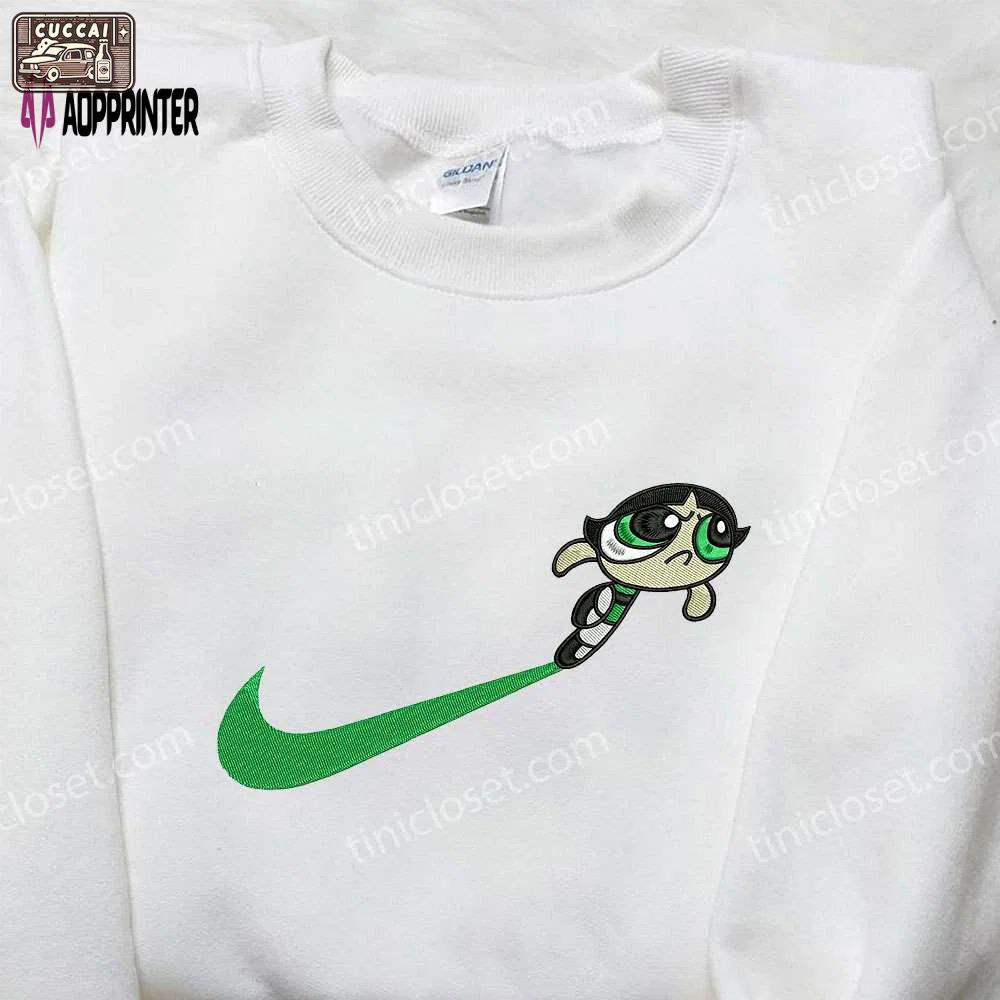 Stylish buttercup x nike swoosh & powerpuff girls embroidered shirt – nike inspired Embroidered Shirt
