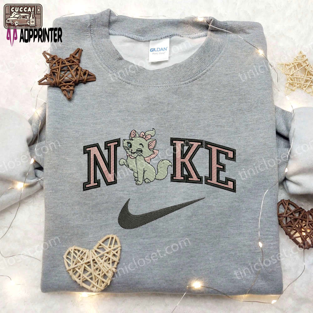 Stylish marie x nike embroidered shirt: aristocats & custom designs Embroidered Shirt