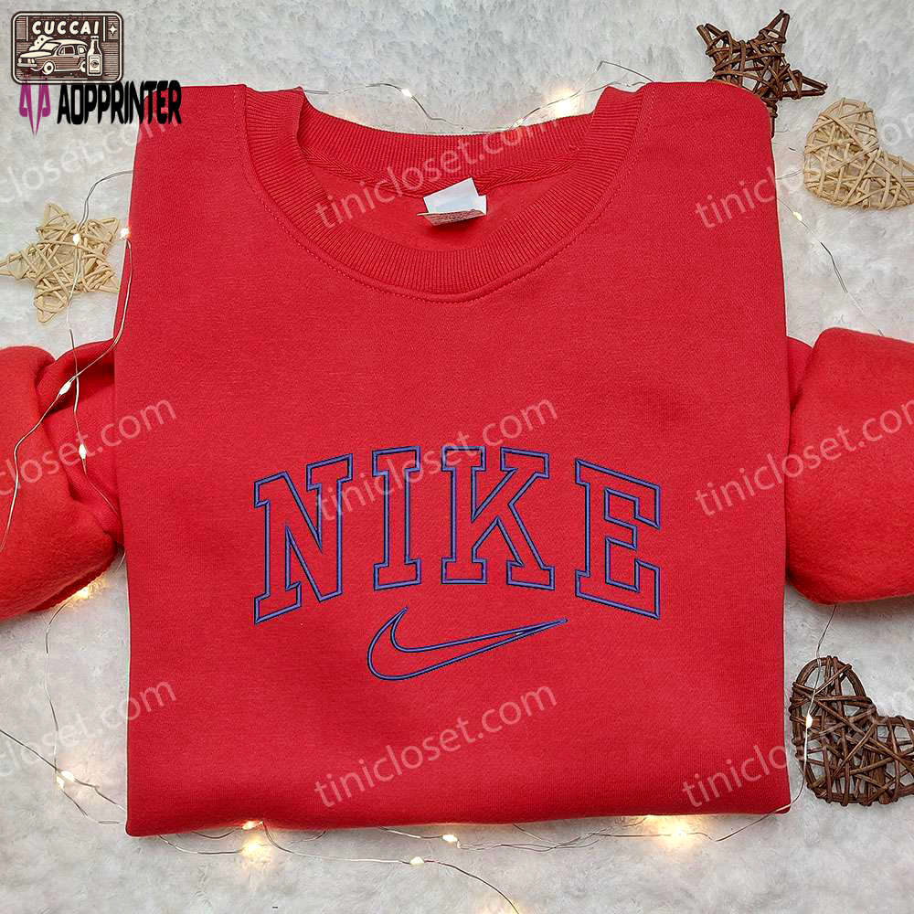 Stylish nike inspired embroidered sweatshirt – perfect family gift! Embroidered Shirt