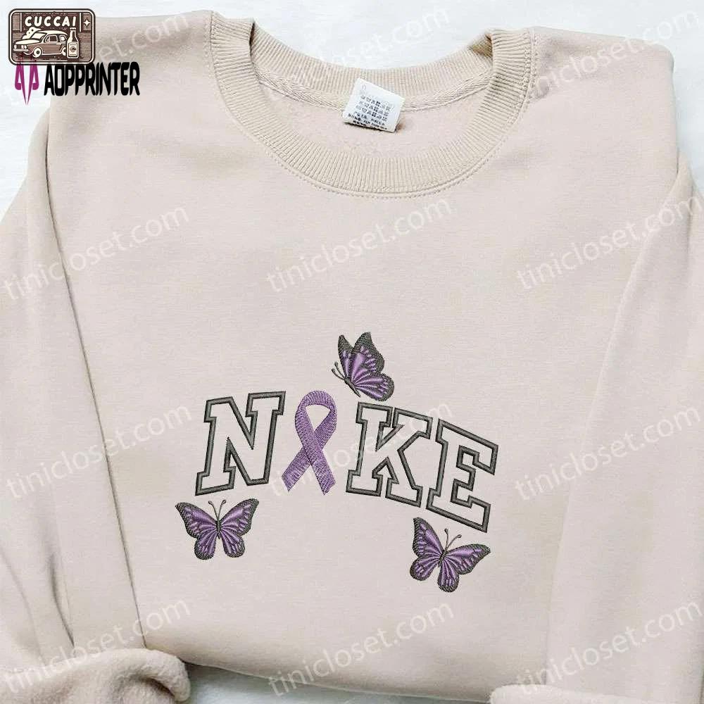 Stylish ribbon and butterflies x nike embroidered shirt sweatshirt & hoodie – customized nike inspired designs Embroidered Shirt