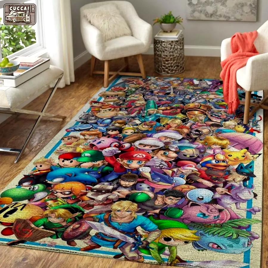 Super smash bros. area rug living room rug home decor nintendo video game gfd 19091604 Rectangle Rug