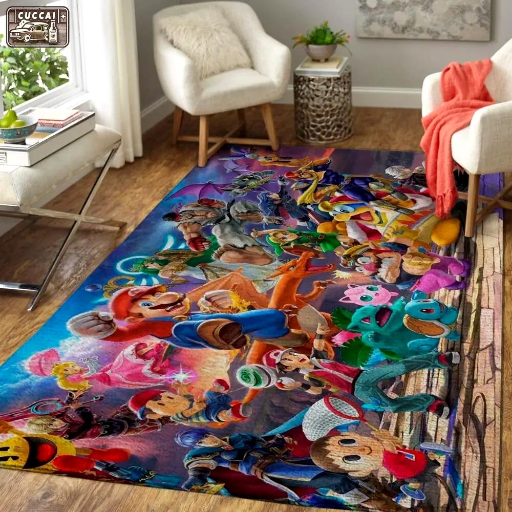 Super smash bros. characters area rug gaming carpet gamer living room rugs rug regtangle carpet floor decor home decor v8306 Rectangle Rug