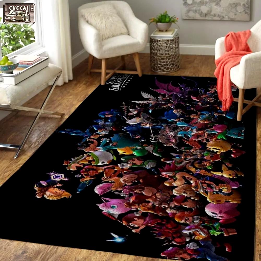 Super smash bros. ultimate area rug nintendo video game carpet gamer living room rugs rug regtangle carpet floor decor home decor v5549 Rectangle Rug