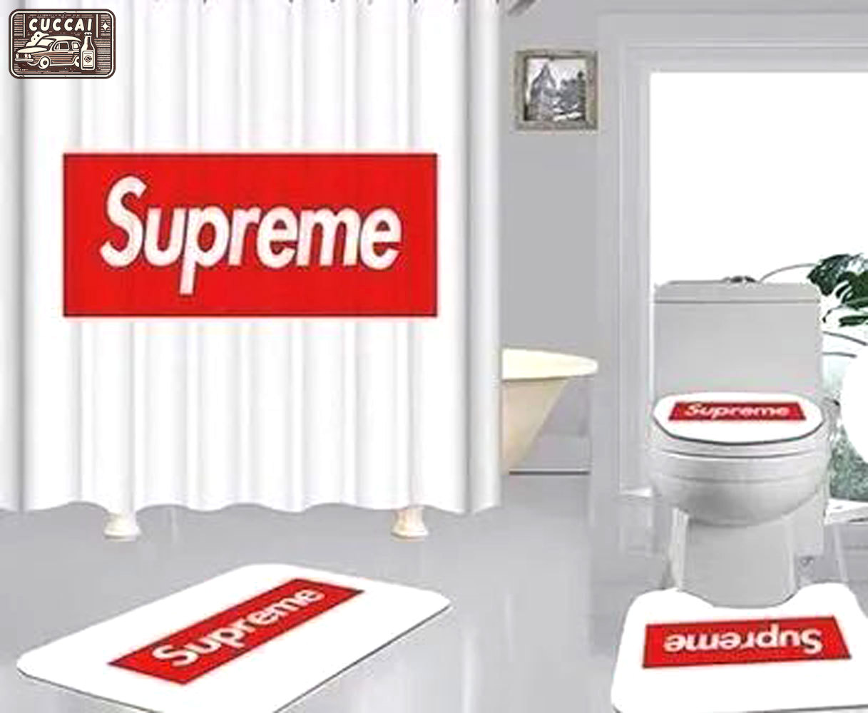 Supreme white bath mat home decor hypebeast bathroom sets luxury fashion brand Bathroom Set