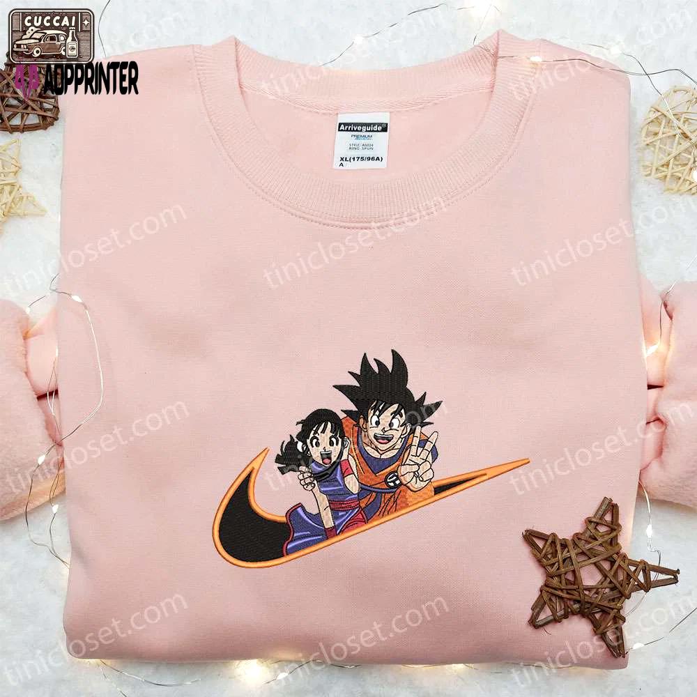 Swoosh x goku & chichi anime embroidered shirt dragon ball hoodie custom nike t-shirt Embroidered Shirt