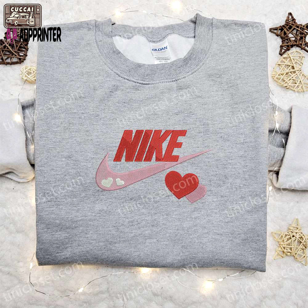 Swoosh x hearts embroidered sweatshirt: perfect valentine s day gift idea Embroidered Shirt