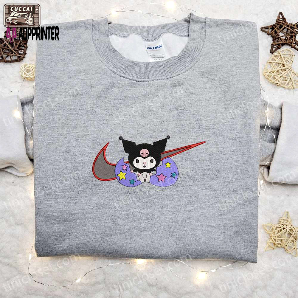 Swoosh x kuromi cartoon sweatshirt hello kitty embroidered shirt best birthday gift ideas for family Embroidered Shirt