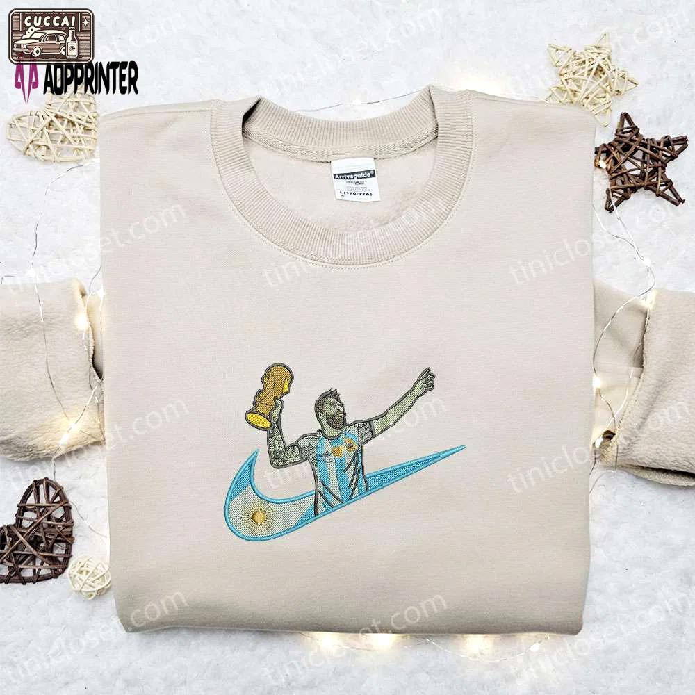 Swoosh x messi world cup embroidered sweatshirt: celebrity shirt best gift for all occasions Embroidered Shirt