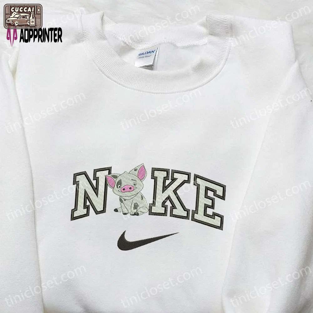Swoosh x pig anime embroidered shirt: animal inspired nike t-shirt Embroidered Shirt