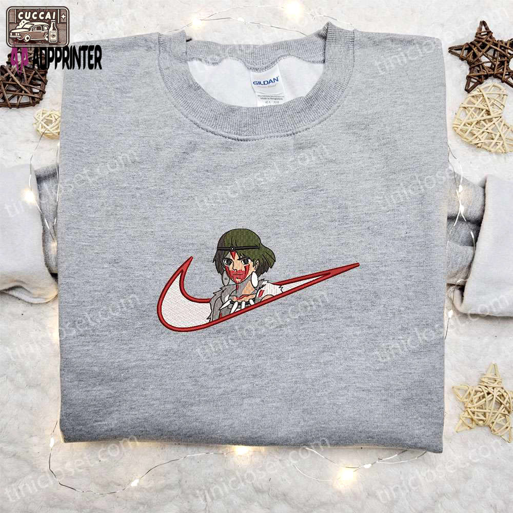 Swoosh x san anime sweatshirt princess mononoke shirt nike-inspired t-shirt Embroidered Shirt