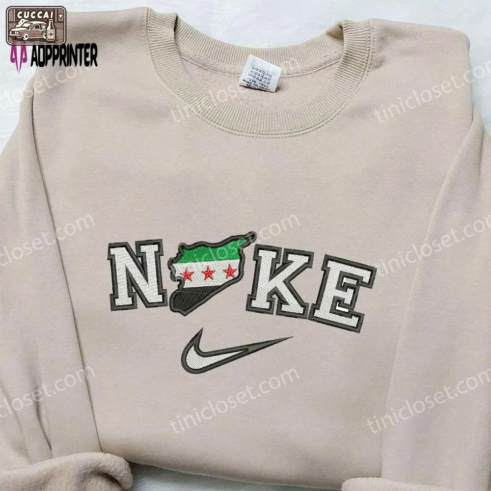 Syria map x nike: embroidered sweatshirt national flag & inspired shirt Embroidered Shirt