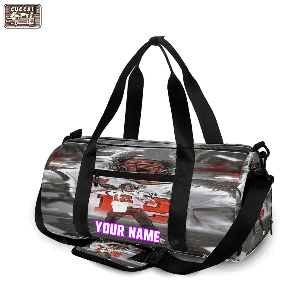 Tampa bay buccaneers 12 tom brady v45 personalized name travel bag gym bag 2612 Travel Bag