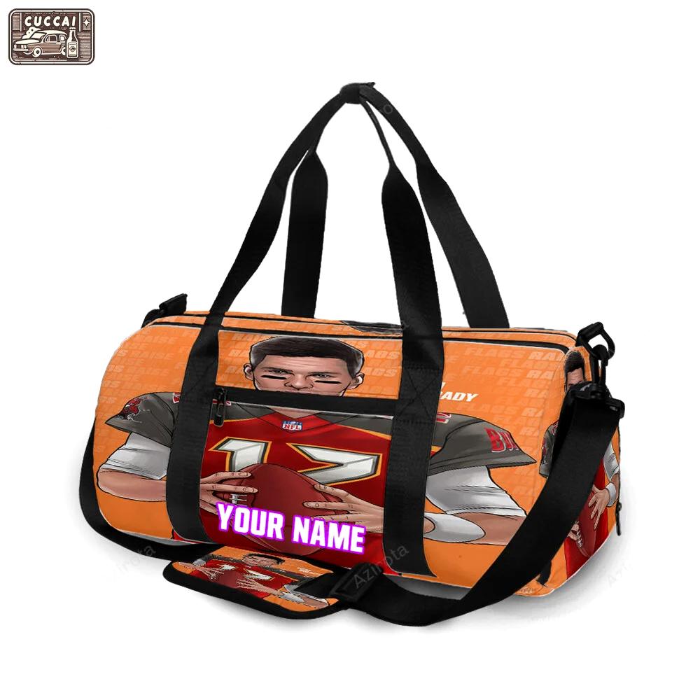 Tampa bay buccaneers 12 tom brady v49 personalized name travel bag gym bag 2587 Travel Bag