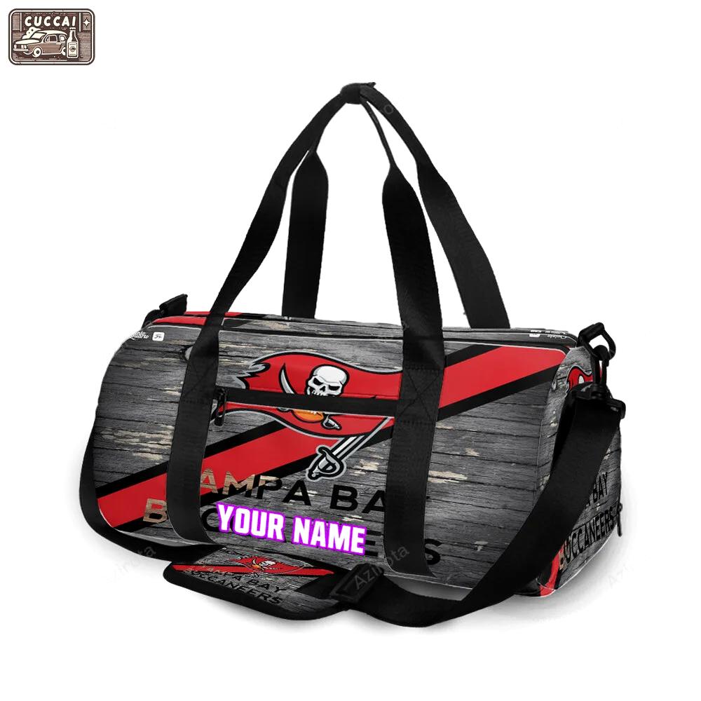Tampa bay buccaneers emblem wooden v15 personalized name travel bag gym bag 2556 Travel Bag