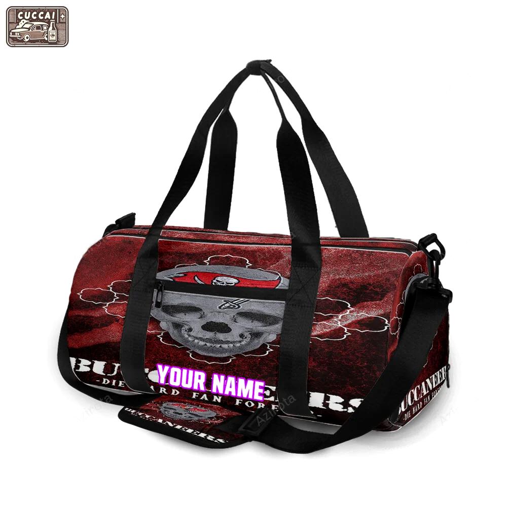 Tampa bay buccaneers skull v11 personalized name travel bag gym bag 2592 Travel Bag