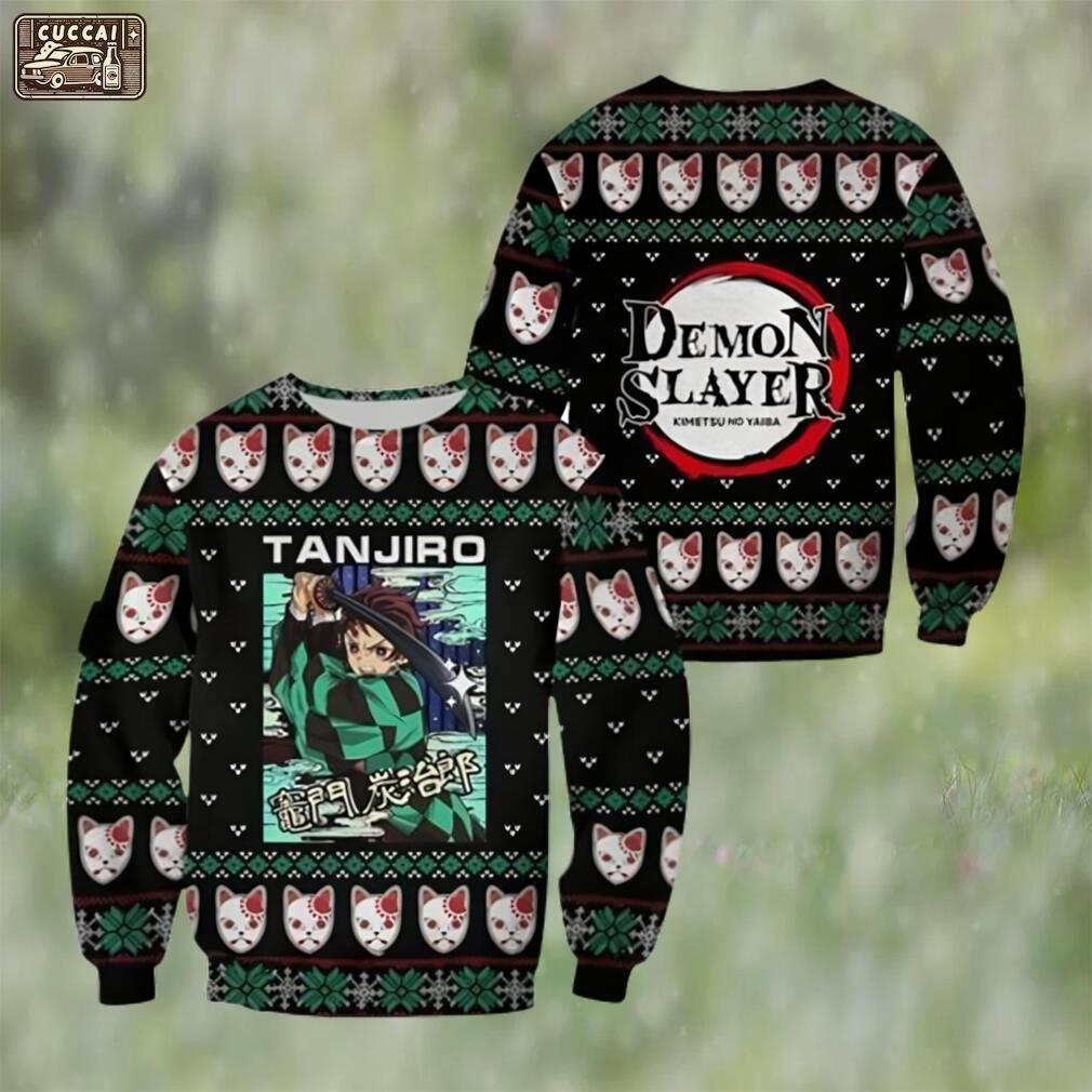 Tanjiro kamado ugly christmas sweater demon slayer anime xmas Christmas Ugly Sweater
