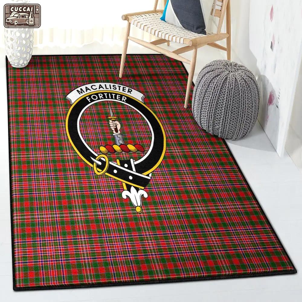 Tartan wool washable area rugs, macalister modern tartan clan badge rug Rectangle Rug