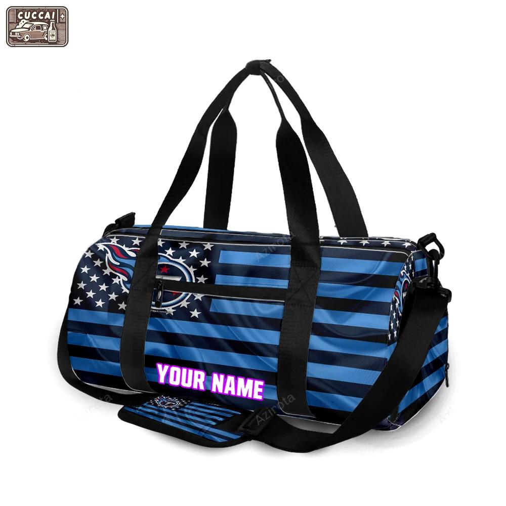 Tennessee titans american flag v23 personalized name travel bag gym bag 2511 Travel Bag