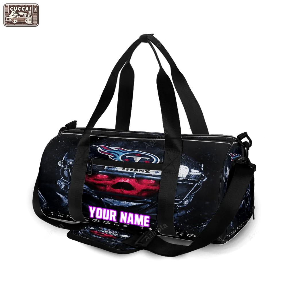 Tennessee titans skull v14 personalized name travel bag gym bag 2455 Travel Bag