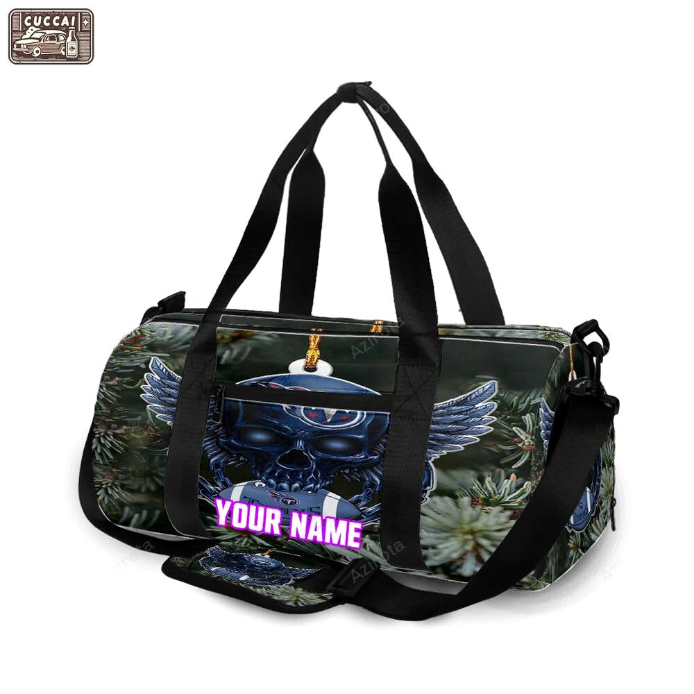 Tennessee titans skull v27 personalized name travel bag gym bag 2558 Travel Bag