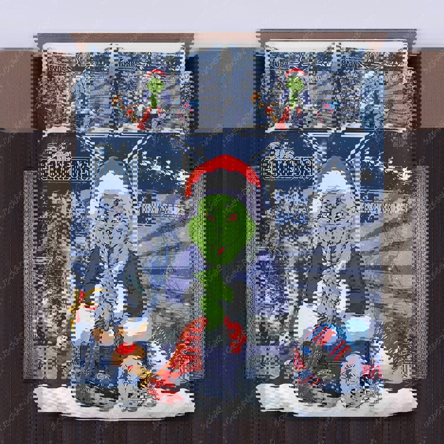 The grinch dallas cowboys christmas bedding sets Bedding Sets