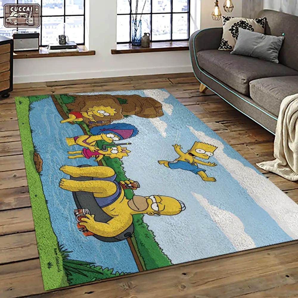 The simpsons characters cartoon movie carpet rectangle area rug for living room bedroom decor tss26 Rectangle Rug