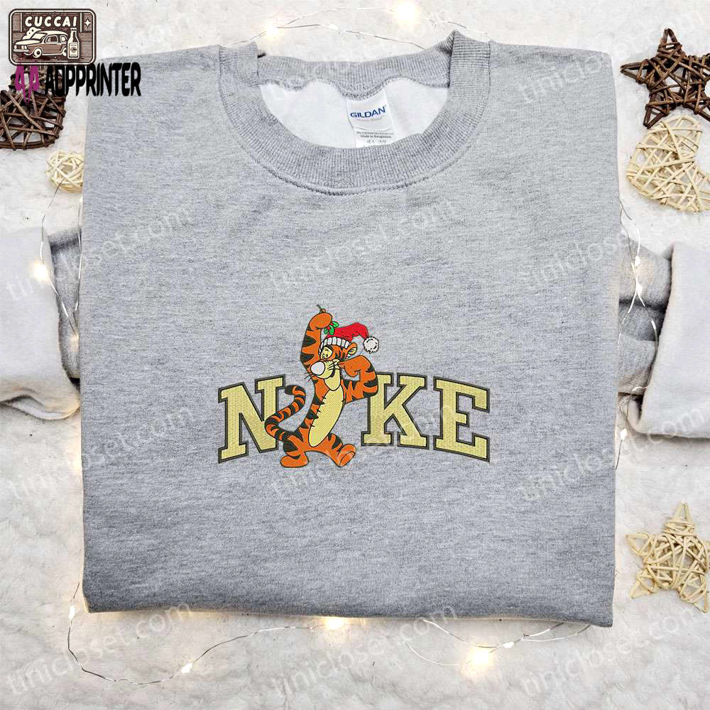 Tigger xmas x nike embroidered sweatshirt & walt disney characters shirt – best christmas gift ideas Embroidered Shirt