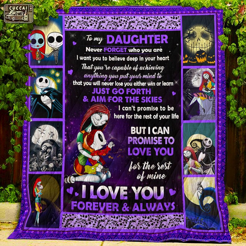 To my daughter fleece blanket from mom, nightmare before christmas , sally and kids blanket, christmas gifts, birthday gifts for daughter Quilt Blanket
