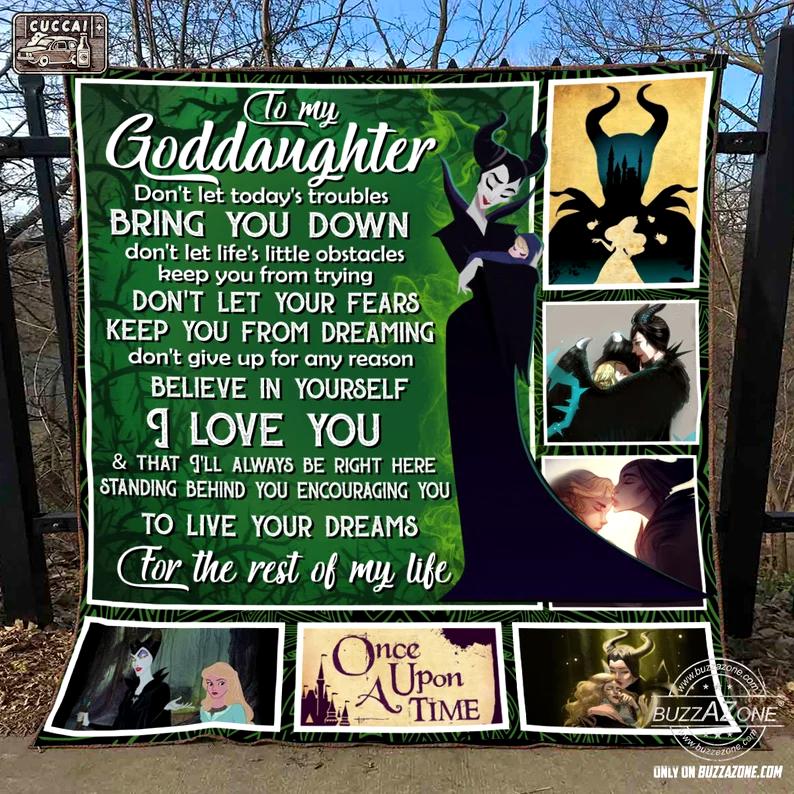 To my god daughter i will always be there to support you maleficent quilt ko Quilt Blanket