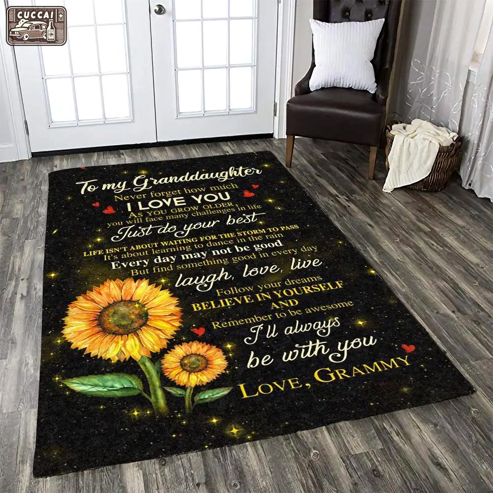 To my grandmother sunflowers quote living room rug home decor room carpet rug Rectangle Rug