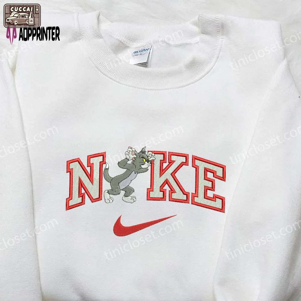 Tom x nike embroidered hoodie tom and jerry shirt nike inspired shirt Embroidered Shirt