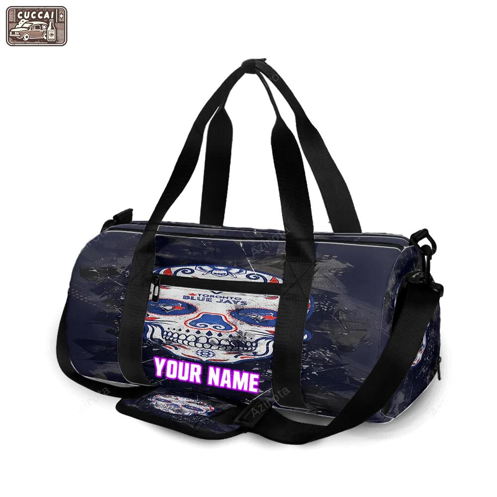 Toronto blue jays russell skull purple personalized name travel bag gym bag 2437 Travel Bag