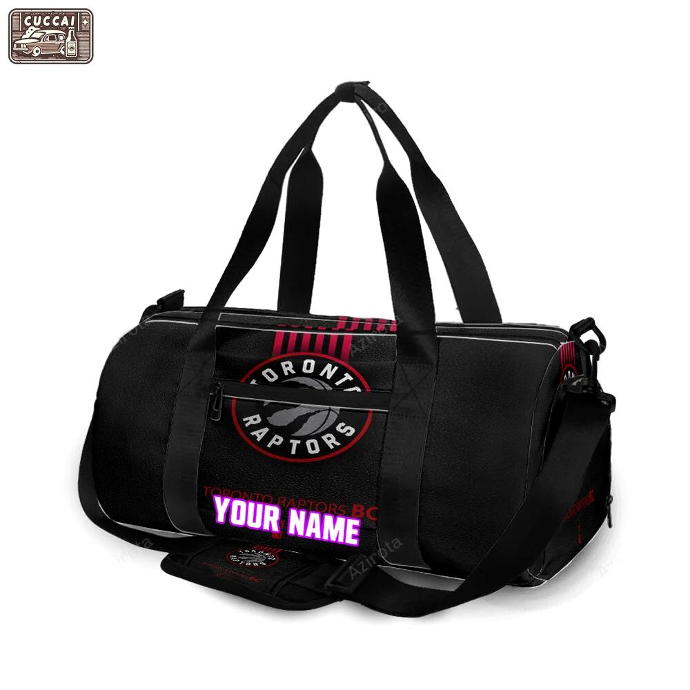 Toronto raptors red black leather personalized name travel bag gym bag 2426 Travel Bag