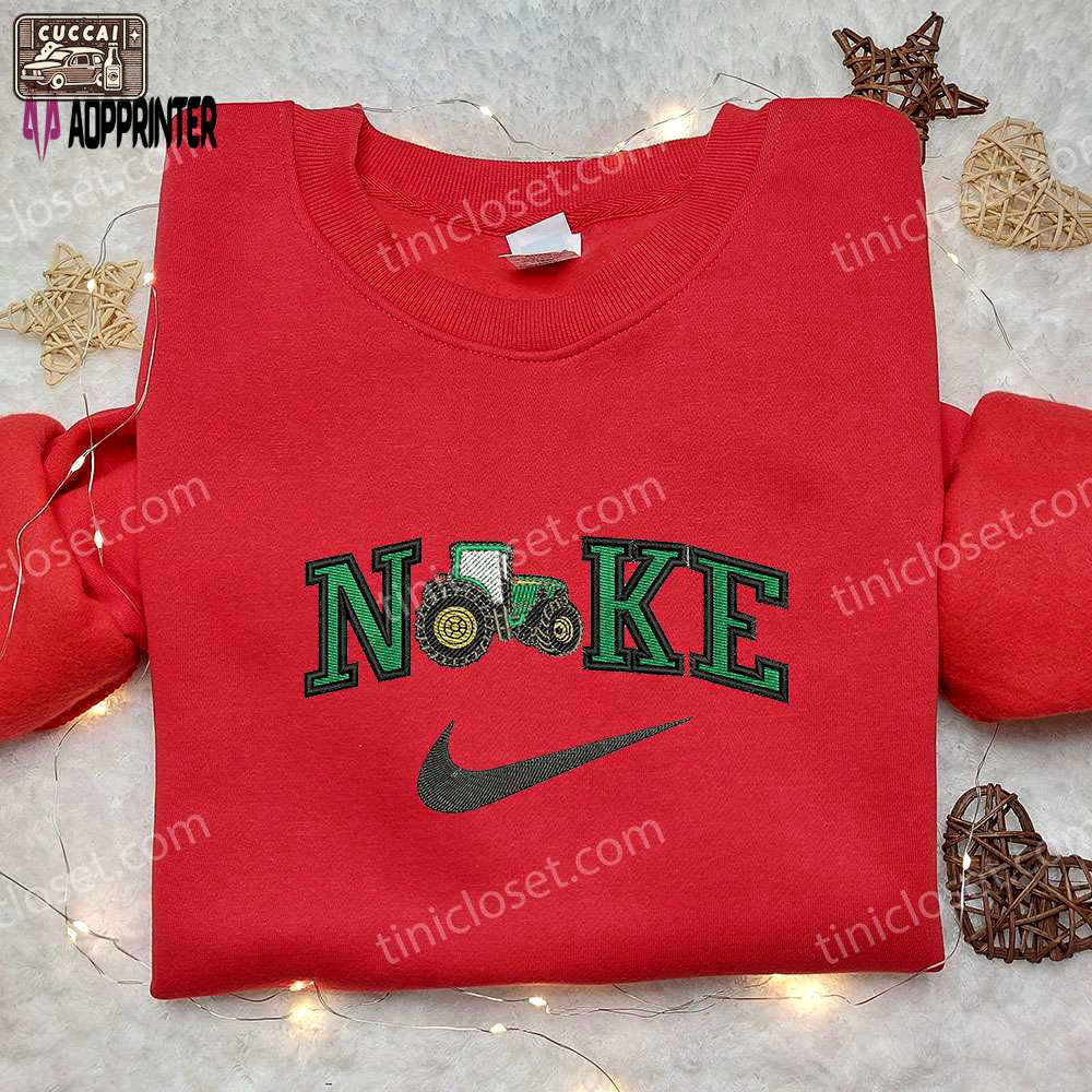 Tracktor x nike embroidered hoodie & transportation shirt: unique nike inspired apparel Embroidered Shirt