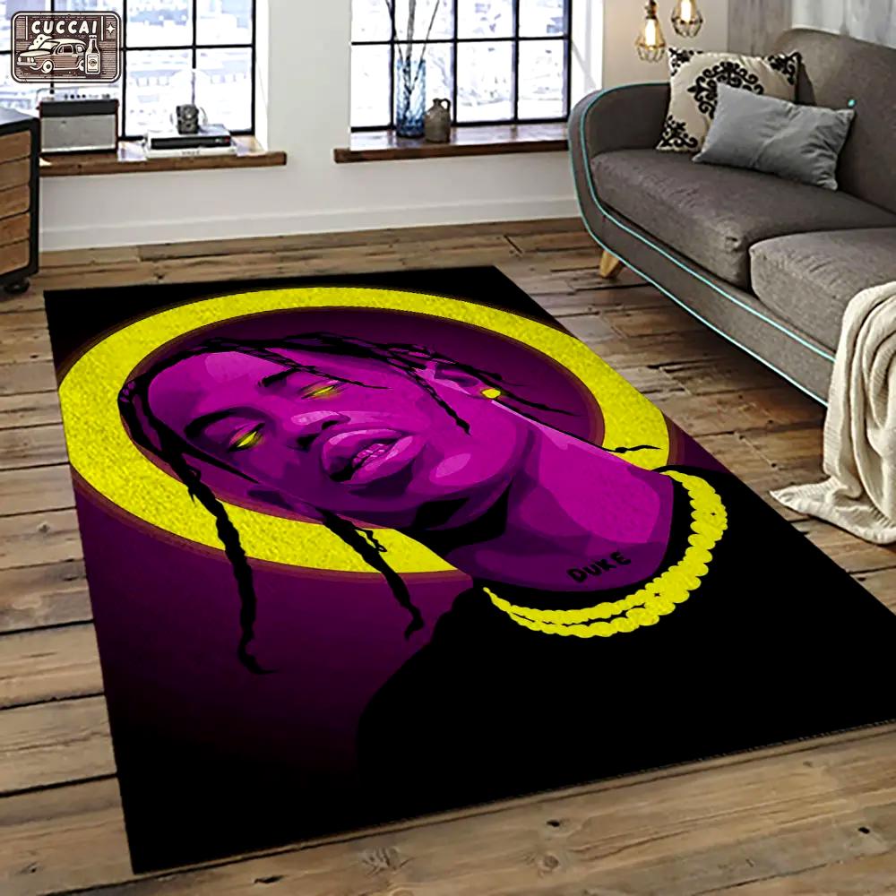 Travis scott rapper hiphop music retangle carpet area rug home decor best gift for fan and friends tst47 Rectangle Rug