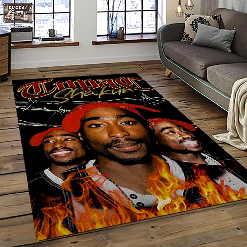 Tupac shakur rapper hiphop music rap carpet area rug home decor gift for fans gift for friends ts10 Rectangle Rug