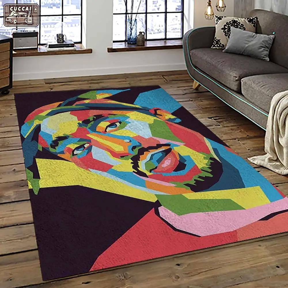 Tupac shakur rapper hiphop music rap carpet area rug home decor gift for fans gift for friends ts44 Rectangle Rug